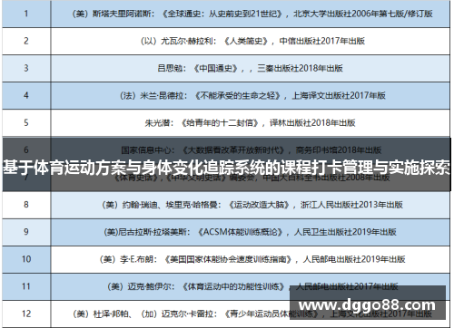 基于体育运动方案与身体变化追踪系统的课程打卡管理与实施探索